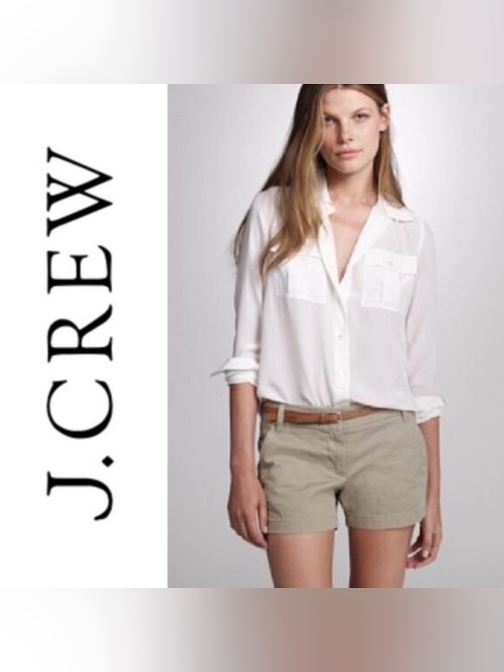 J. Crew City Fit Chino Classic Shorts Size 10  100% Cotton Tan Khaki